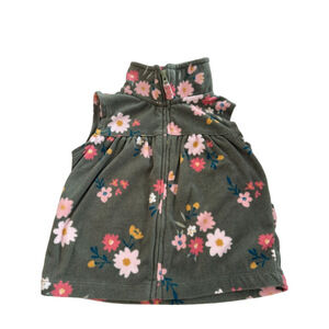 Baby girl Carter's Green Pink Floral Fleece Vest 12 Months